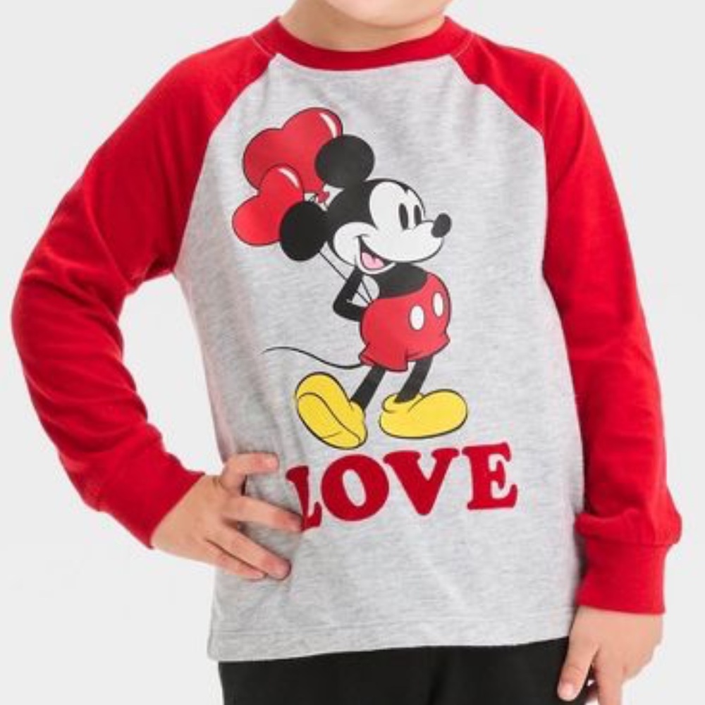 Toddler Boys' Mickey Mouse Valentine's Day Heart Balloons T-Shirt 12m NWT